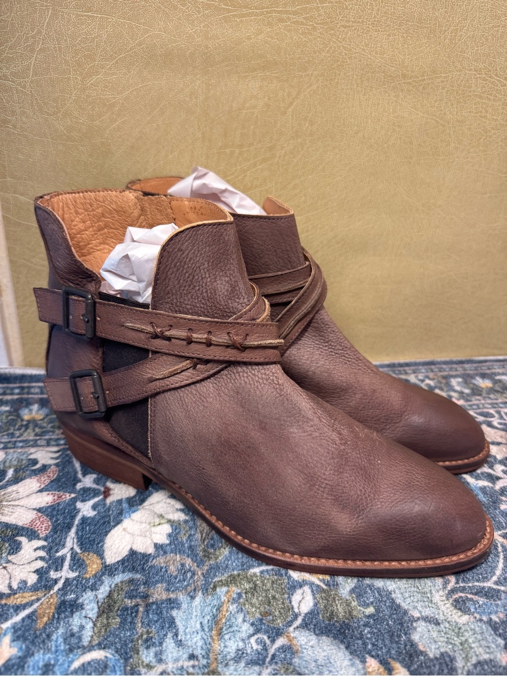 Women's Veracruz Artisan Double Harness Brown Leather Ankle Booties